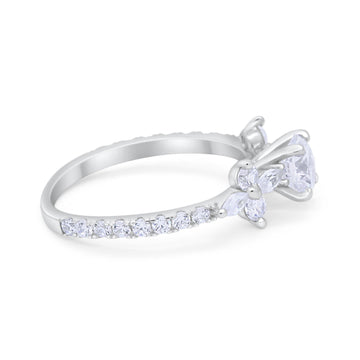 Art Deco Engagement Ring Marquise Round Simulated CZ 925 Sterling Silver